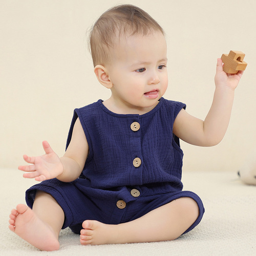 MICHLEY new newborn pure cotton jumpsuit infant summer jumpsuit baby class A pure cotton jumpsuit