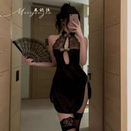 美诱佳情趣内衣性感开衩露臀国风旗袍诱惑露背镂空复古制服战袍qq