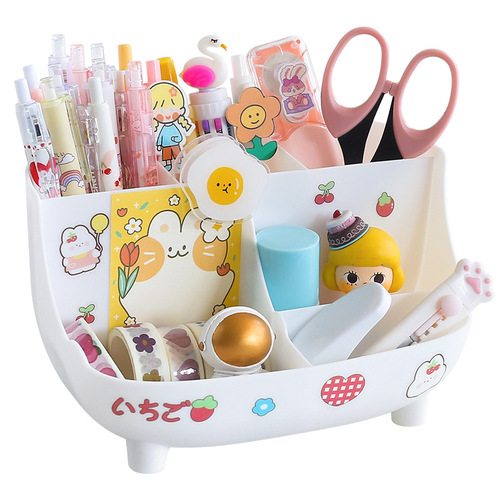 Cute pen holder girl student desk large capacity stationery pen barrel ins simple modern pen holder storage box