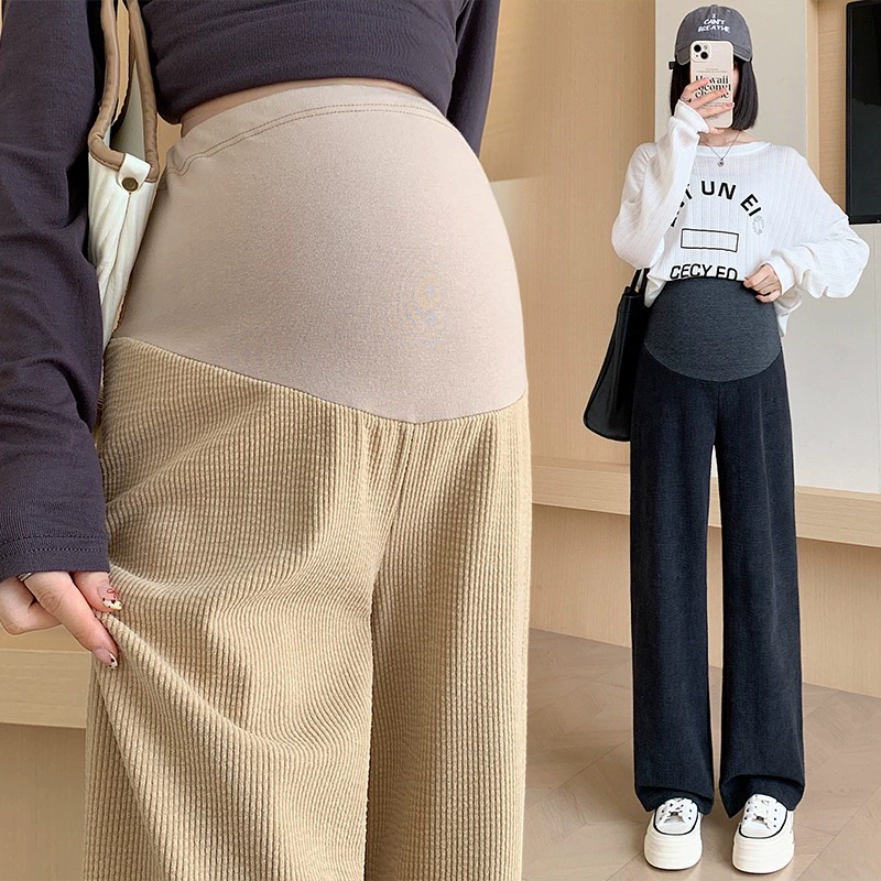 Брюки для беременных 2024 новый осенний и зимний мода свободная внешняя одежда узкая версия широкие брюки вельветовые брюки