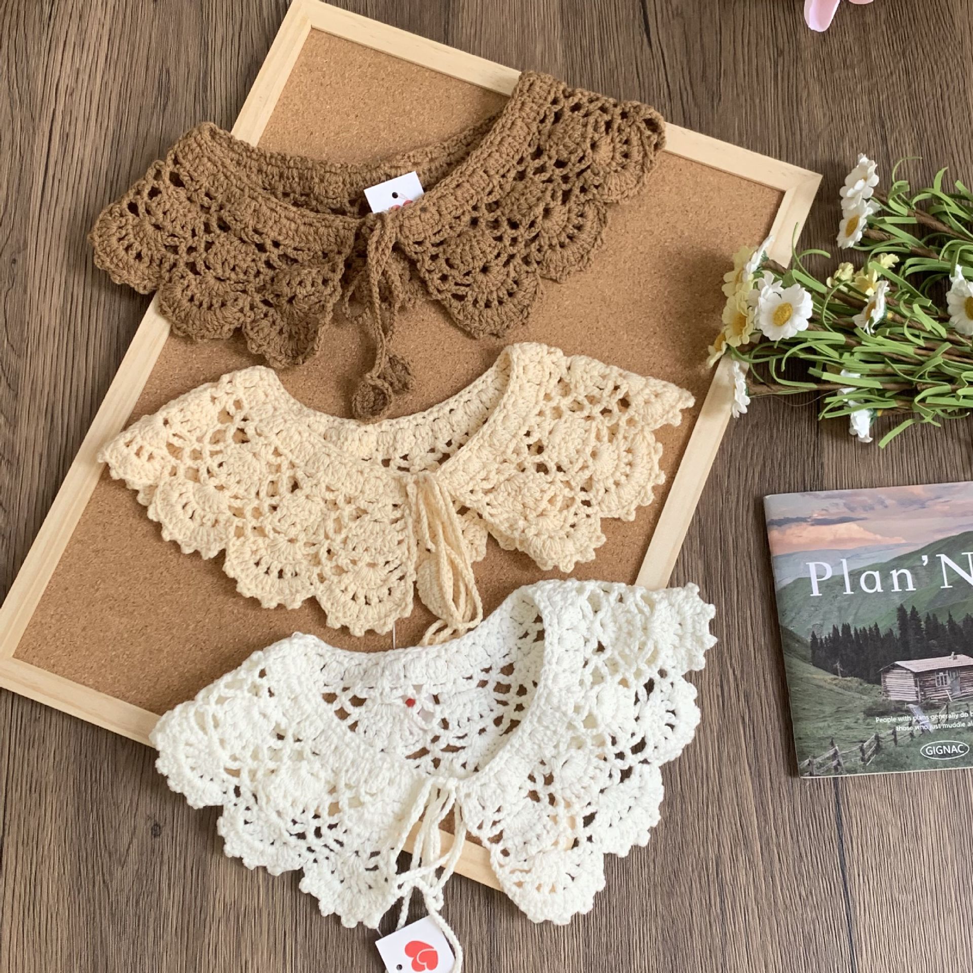 Cuello falso cuello niños bordado camisa de encaje hueco decoración pequeña fresca lazo muñeca cuello flor chal protector solar