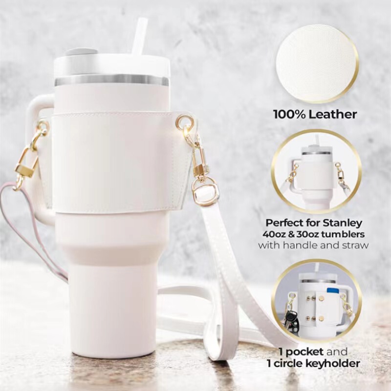 Cross-border stanley leather adjustable cup cover shoulder strap crossbody insulation cup cover 40oz ice cream cup protective cover Cross-border stanley leather adjustable cup cover shoulder strap crossbody insulation cup cover 40oz ice cream cup protective cover