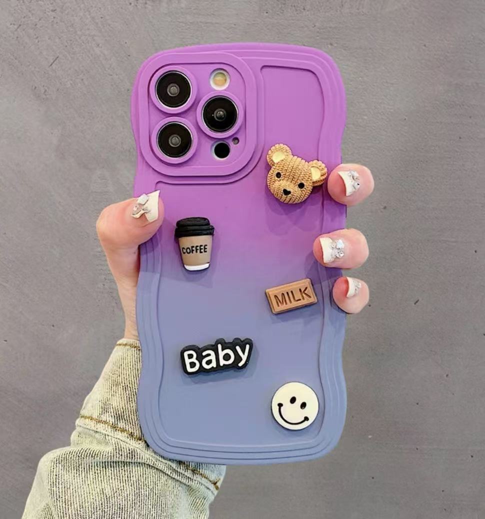 Simple gradiente de color a juego iPhone14 borde ondulado 13Promax para Apple 12/11 caja del teléfono 6/7GE suave