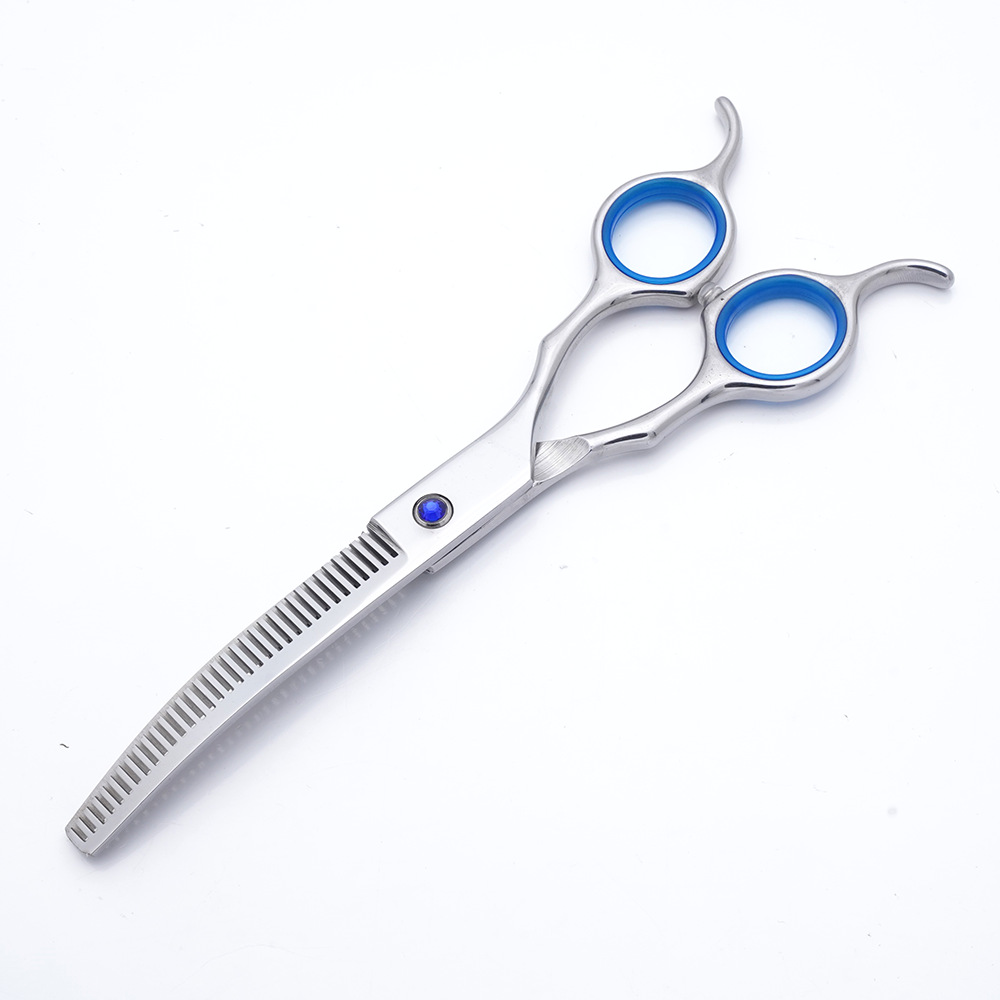 Tijeras de peluquería para mascotas de color de 7.0 pulgadas Tijeras para doblar huesos de pescado Tijeras de dientes dobladas Tijeras de adelgazamiento Tijeras de corte de pelo Tijeras de aseo para mascotas