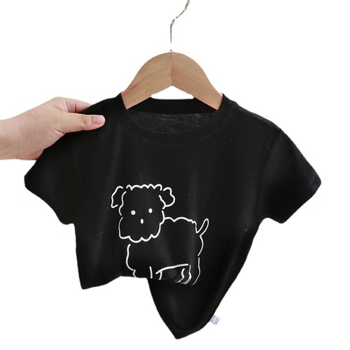 New Arrival Kids' T-Shirts: Summer Girls' Short-Sleeve Tops & Boys' Shirts—Breathable, Sweat-Absorbent, Korean-Style Solid Colors for Casual Kids' Wear—Wholesale