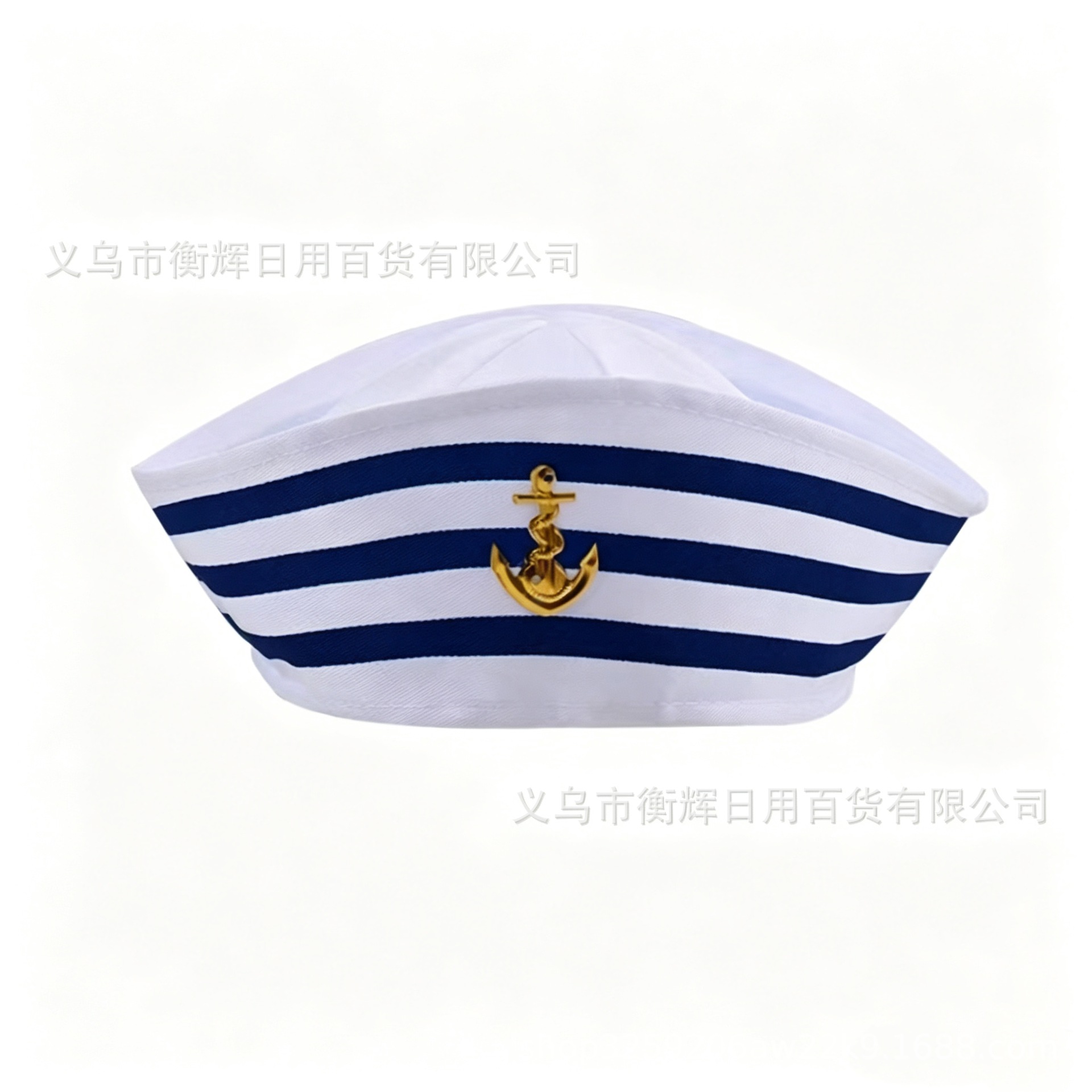Cross-border Halloween sailor hat, nautical hat, anchor solid color hat, sailor captain hat, round-top six-panel cuffed hat