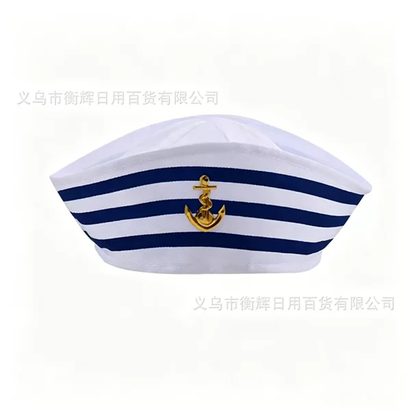 Cross-border Halloween sailor hat, nautical hat, anchor solid color hat, sailor captain hat, round-top six-panel cuffed hat