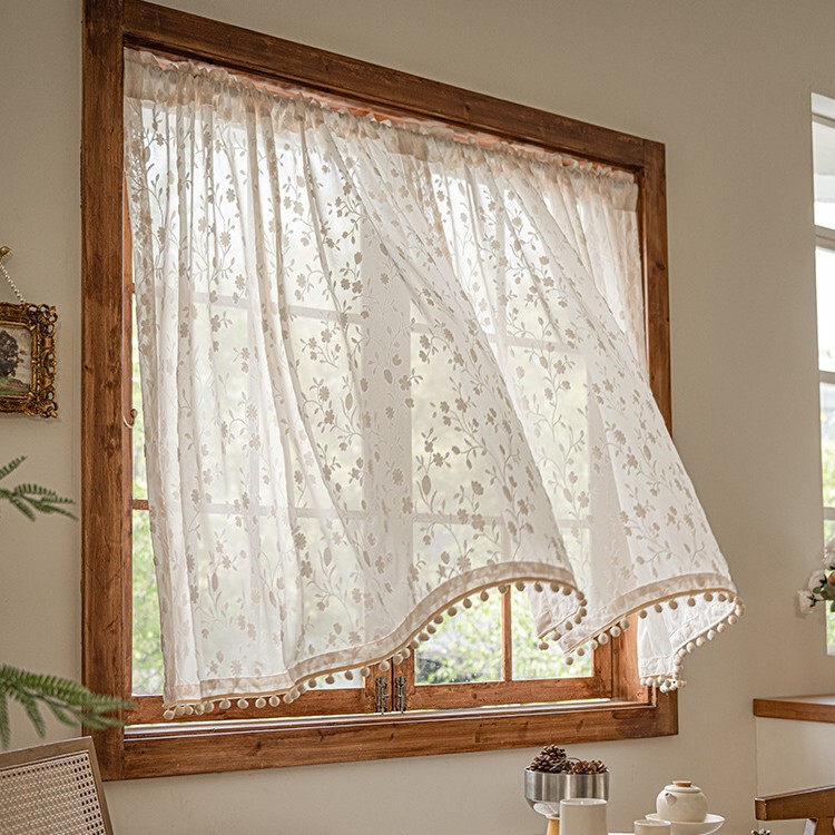 Curtains White Gauze Curtains Are Light-Transmitting but Not See-Through 2025 New Bedroom Small Window Bay Window Screen Window Screen Door Installation Without Drilling
