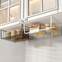 免打孔橱柜架置物架宿舍储物神器壁挂调料架桌下挂篮铁艺厨房收纳