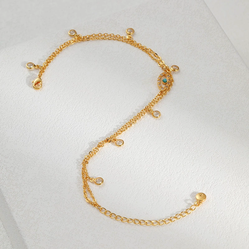 Small design accessory, zirconium, chain, ankle bracelet, Amazon, 18 carat white gold, wholesale