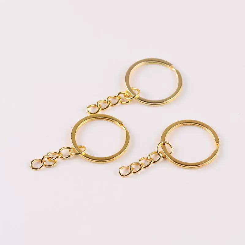 DIY饰品配件30MM钥匙圈挂件吊坠金属钥匙圈带4节链条