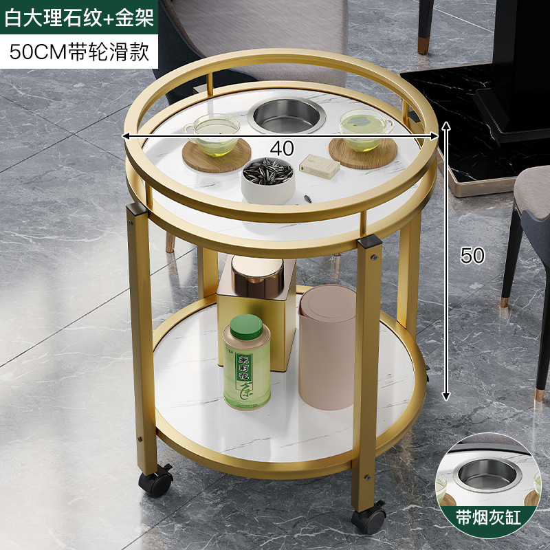 Mesa de Mahjong mesa lateral estante de té de doble capa redonda sala de ajedrez dedicado Cenicero mesa de té Mahjong mesa lateral pequeña mesa de té