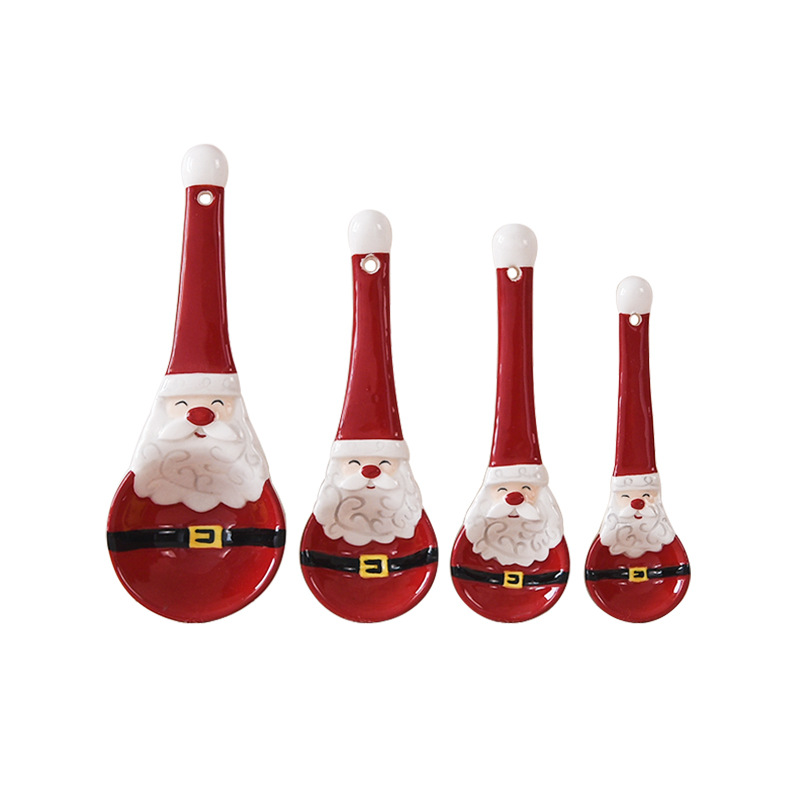 Cosura nórdica Santa Claus cucharas de medición de cerámica cucharas de medición cucharas de sal cucharas de medición