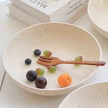 异形ins风芝麻点泼墨深盘沙拉意面盘一人食轻食家用菜盘汤盘北欧
