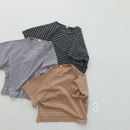 Korean children's clothing summer Japanese style children's striped T-shirt short-sleeved raglan round neck vest for boys and girls, fashionable and light