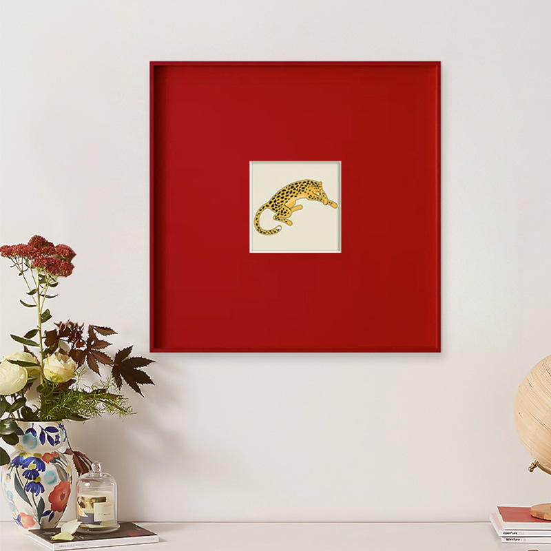 Leopard rich New Year red meaning good festive hanging painting light French modern Nordic niche art living room decoration