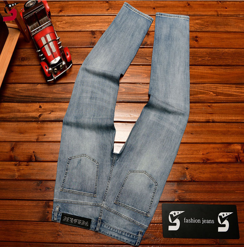 Herren Slim Fit Jeans Mit Strass-leopardenmuster Und Stretch_voghion.com