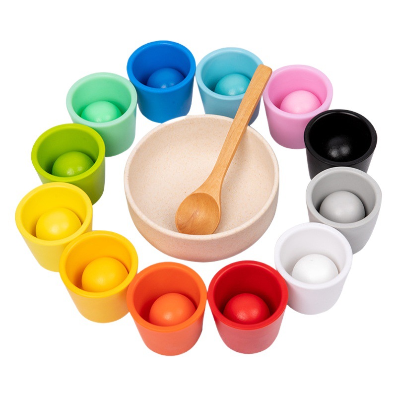 Montessori Niños de educación temprana diversión taza de clasificación de color bebé Cognición de color mejorar la capacidad práctica juguetes educativos