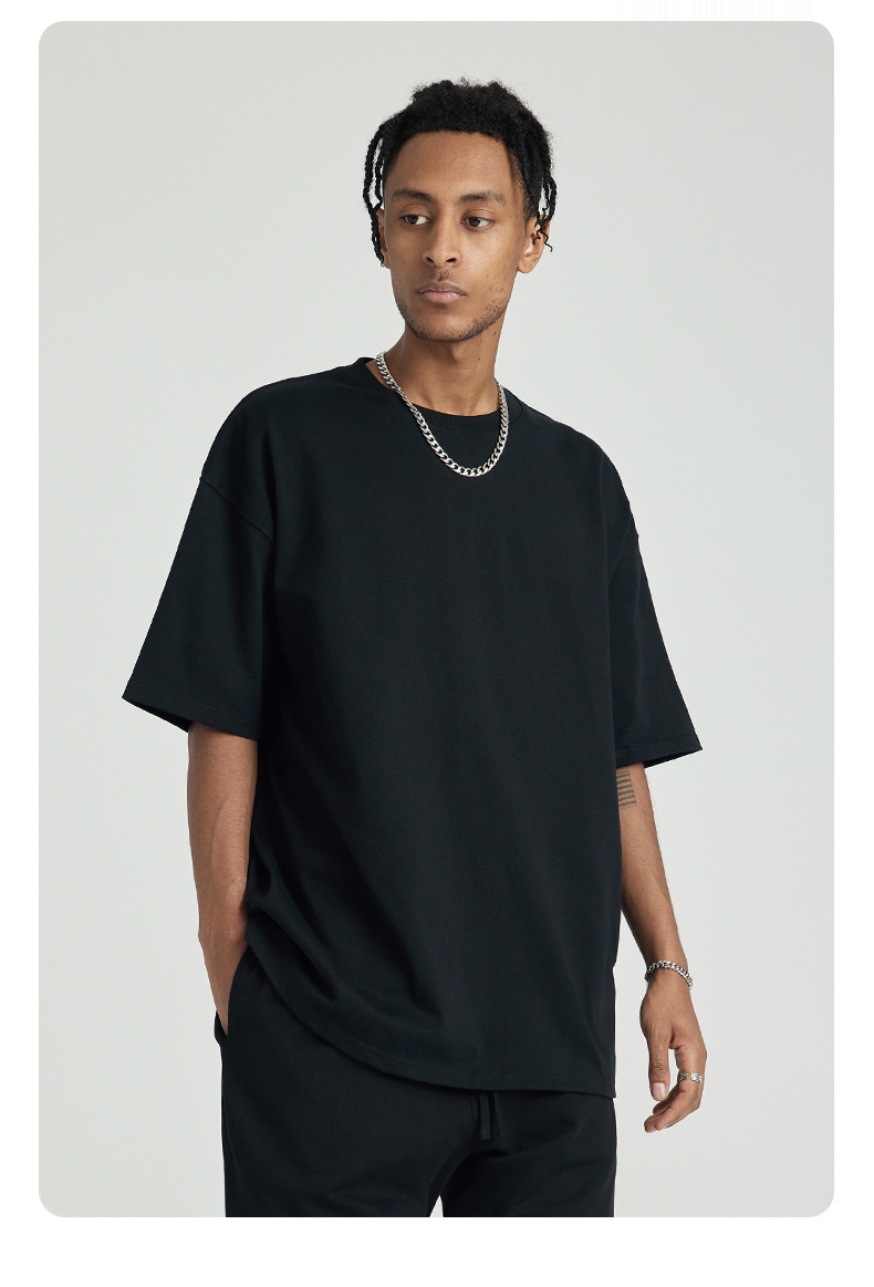 287g Weight Short Sleeve Sleeve Length Pullovers Placket Type Drop Sleeve Sleeve Type Cotton Fabric Type Long Top Length T-shirt Tops Type Daily Occasion Round Neck Neckline Breathable Function Loose Fit Type Solid Color Pattern Summer Season Men's Gender Casual Style Wholesale Men's Casual Solid Color Short Sleeve Men's Tops 11