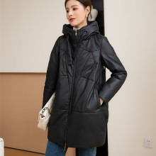 真皮羽绒服女绵羊皮中长款高端大码加厚外套2025秋冬新款海宁皮草