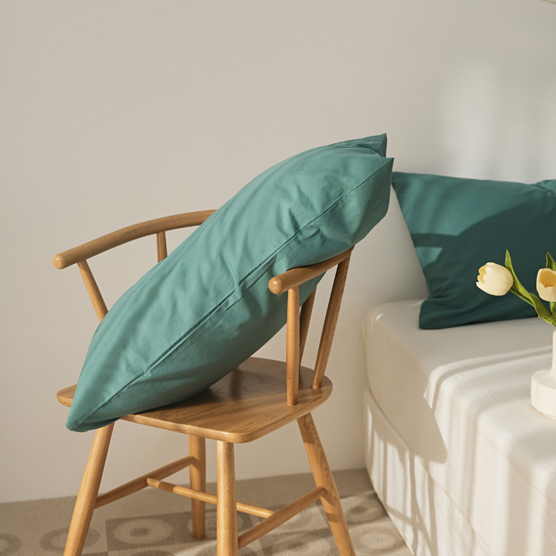 Algodón de alta calidad 60s una sola funda de almohada de algodón lavado con agua funda de almohada de algodón de color sólido funda de almohada de piel un par de 100 funda de almohada de algodón