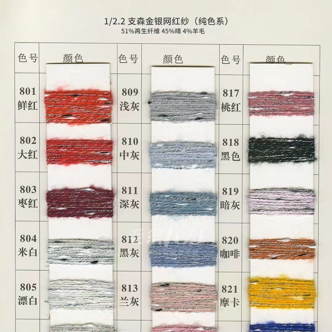花式特种纱1/2.2NM森金银网红纱51纤维 45晴 4羊毛