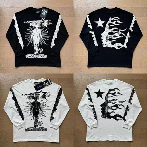 American Trendy Brand Hellstar Hellstar Classic Print High-Quality Double-Yarn Pure Cotton Casual Short-Sleeved T-Shirt