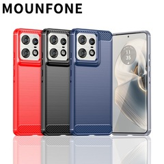 適用Moto Edge50 Pro手機保護殼Moto拉絲碳纖維保護套TPU軟殼全包