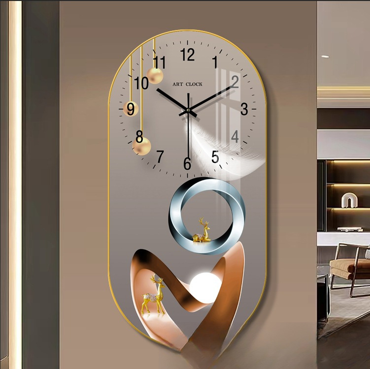 Fábrica directa reloj de pared elíptico silencioso doméstico transfronterizo reloj de cuarzo explosivo