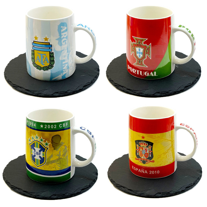 European Cup Soccer Ceramic Cup Souvenir Netherlands Brazil Argentina Portugal Italy Water Cup Mug