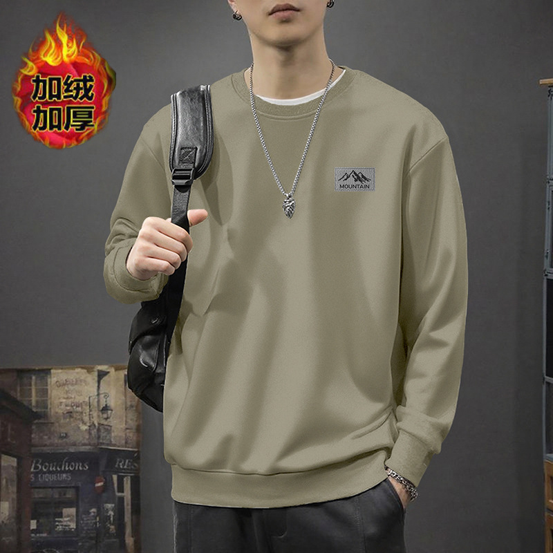 Otoño y invierno de cuello redondo nuevo estilo de moda suelta estilo de estilo de Hong Kong abrigo de hombre 420 gramos de terciopelo grueso suéter