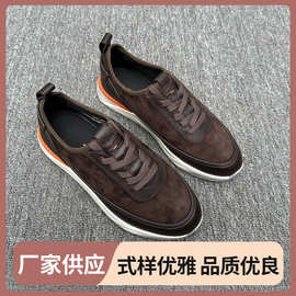 新款男士手工小牛皮休闲小白鞋 前系带圆头四季舒适百搭休闲鞋