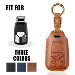 跨境專供適用於奧迪A4L車鑰匙套Q5純手工A6L保護A3殼A5亞馬遜熱銷