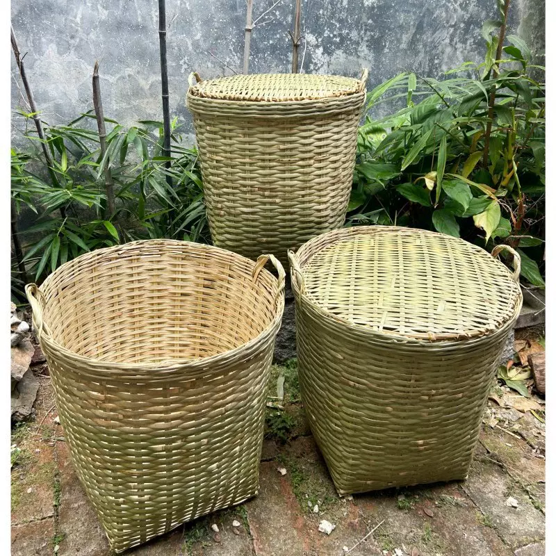 广西竹编箩筐 特大号竹箩 采茶竹篓 蔬果杂物收纳竹篮子农家簸箕
