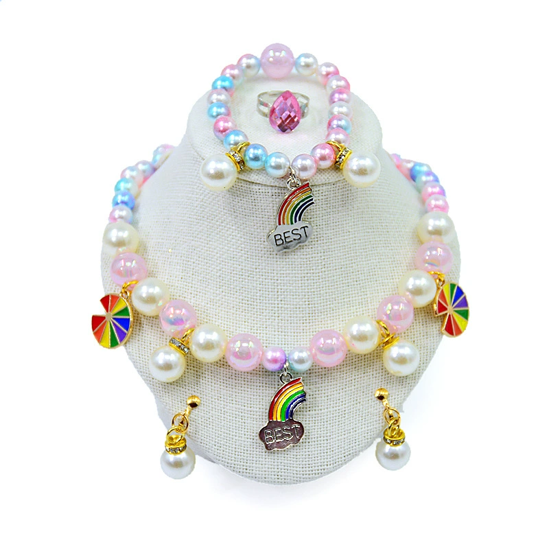 Children's necklace and bracelet, ear clips, hairgrip for princess, earrings, cartoon ring, hair accessory