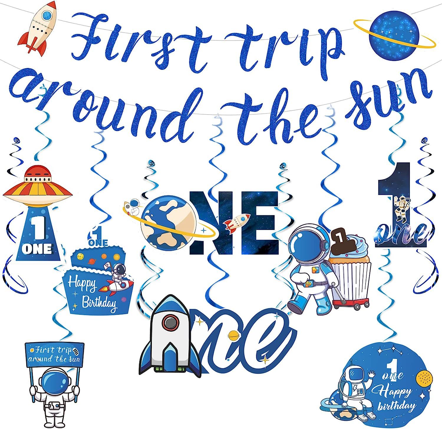 生日派对装饰拉旗男孩女孩生日快乐party蜂窝球螺旋吊饰布置用品详情2