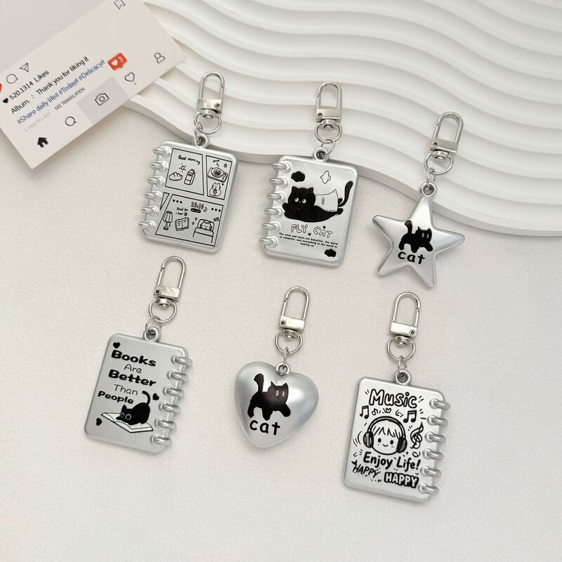 Original Cartoon Little Black Cat Keychain Niche Mobile Phone Chain Headphone Cover Pendant Printed Notebook Bag Pendant Original Cartoon Little Black Cat Keychain Niche Mobile Phone Chain Headphone Cover Pendant Printed Notebook Bag Pendant