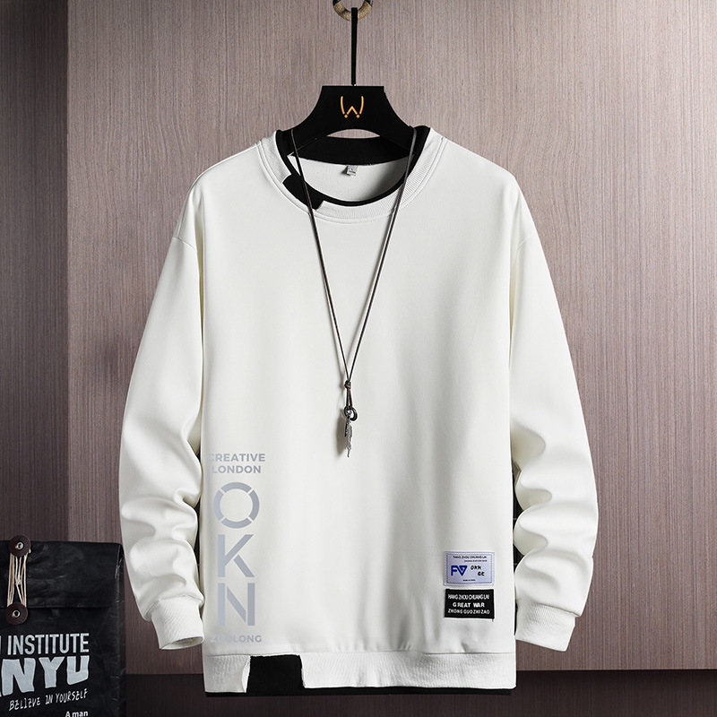 Primavera y otoño nuevo suéter para hombre casual todo-fósforo joven guapo camiseta de manga larga cuello redondo para hombre