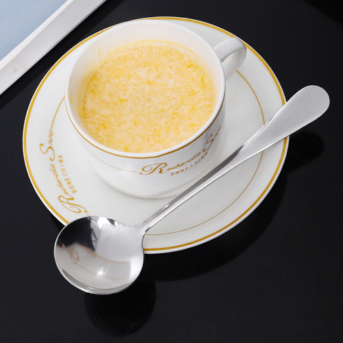 Stainless steel round spoon Internet celebrity No. 3 round head spoon for home restaurant stirring dessert soup rice spoon wholesale can be printed with logo