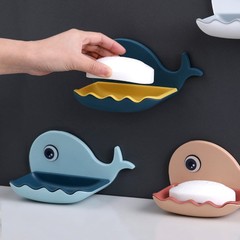 クジラの形のパンチフリーソープホルダー浴室排水ソープボックス浴室ソープホルダー壁掛け収納ラック