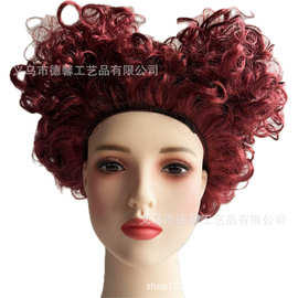 万圣节COS假发红桃皇后假发爱丽丝梦游仙境同款红皇后爱心假发