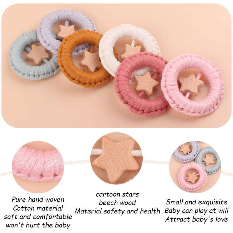 Nuevo bebé suministros de dibujos animados estrella mordedor hecho a mano algodón tejido sonajero juguete agarre ejercicio bebé