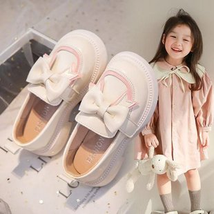 Girls Small Leather Shoes 2025 New Spring Children's Bow Fashion Loafers Girls Soft Sole Stylish Princess Shoes