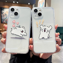 奔跑狗狗适用iphone14promax手机壳苹果13透明直边14plus全包防摔