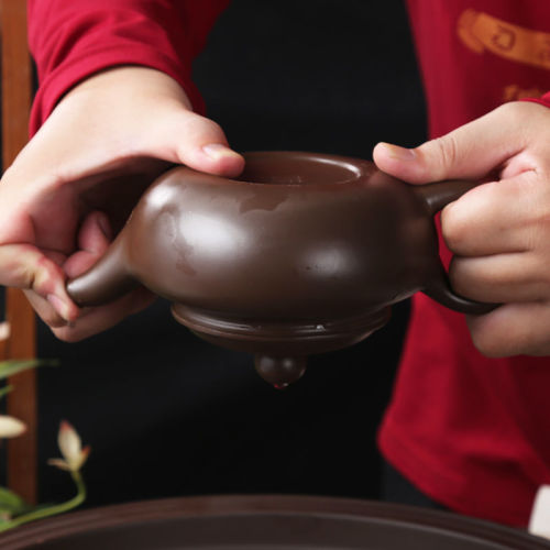 Teapot Yixing purple sand tea single pot ceramic purely handmade kung fu large capacity small Xishi tea set for home use
