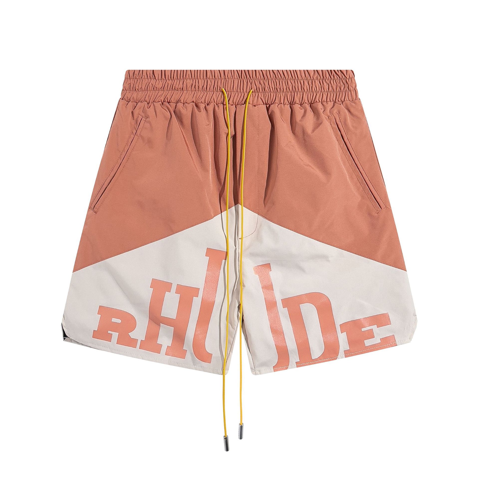 Tendencia europea y estadounidense transfronteriza rhude colección de letras 3M pantalones cortos casuales reflectantes hombres y mujeres pantalones de playa de alta calle estadounidenses