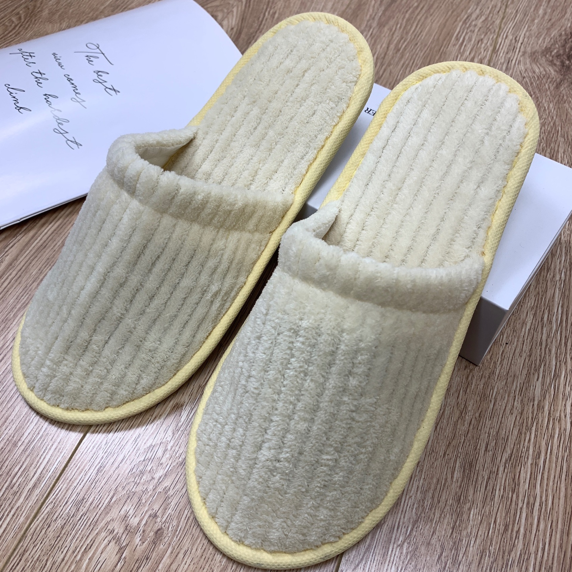 A bag of light yellow coral fleece