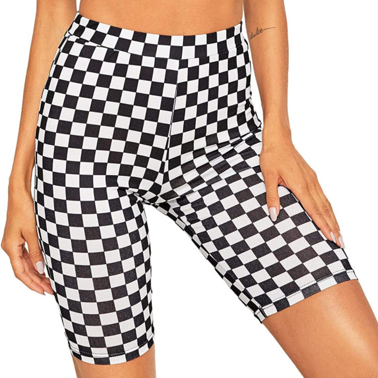 Cross-border Explosive Printed Plaid Leopard Snake Print Slim-fit Fashion Shorts Tight Yoga Fitness Training Leopard Print Shorts