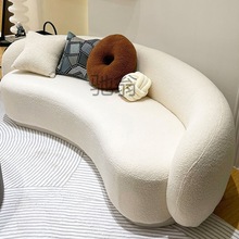pva北欧布艺沙发美容院接待创意小户型简约现代客厅弧形服装店网