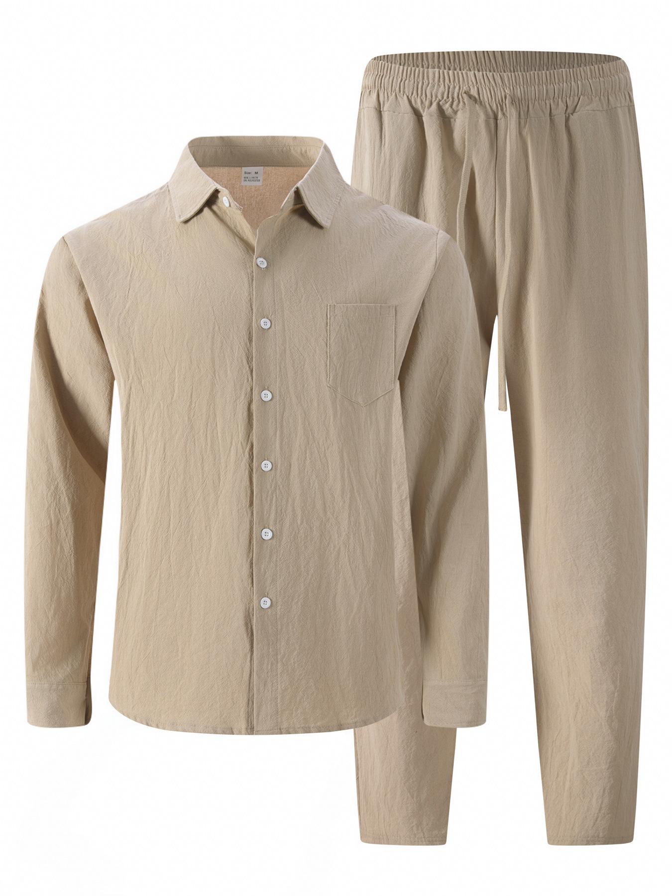 Herren Leinen Set Mit Hemd Und Hose Für Strand Und Freizeit_voghion.com